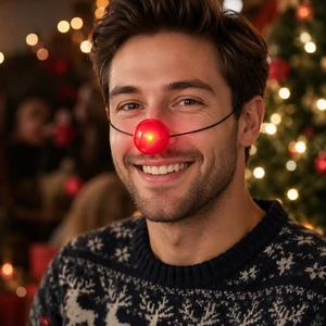 LED Light up Red Nose Plastic Reindeer Ornament 4.5cm Glowing Rudolph Nose Blister Card for Christmas Halloween Wedding Parties