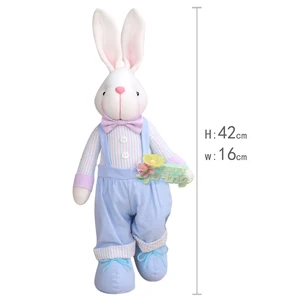 Zaves Home Casual Decoration Rabbit Toy Fabric Boy And Girl Pair Street Sports Style Cute Long-eared Rabbit Plush Doll