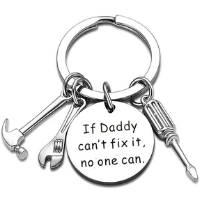 Fathers' Day Dad Papa Birthday Gifts Trendy Wrench Keyring Metal Hand Tools Daddy Fathers Day Keyring Men Father Party Gift