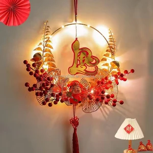LED-lit Colorful Chinese New Year Christmas Halloween & Easter Party Banner Luminous Flocked Fabric Wall Hanging Decoration