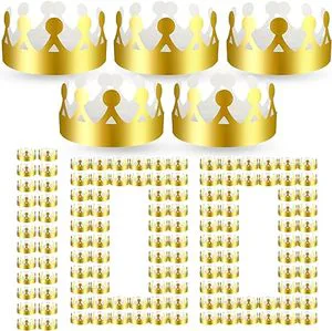 100 Pieces Paper Crowns Gold Birthday New Year Crowns Party Crown Bulk Paper Hats Celebration Supplies for Kids Adults