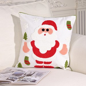 Santa Claus Cartoon Knitted Embroidered Hook Pillow Christmas Atmosphere Decoration Pillow Use In Home