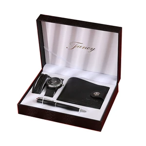 Promotional Products Ideas Corporate Fathers Day Gifts Men's Watches with Low Price Wallets Leather Men Genuine Men Gift Set