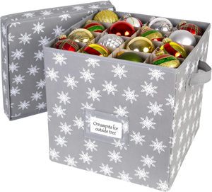 Foldable Storage Box with a Lid, Holds 64 Christmas Ornaments, and Features a Handle for Easy Storage