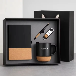 Eco-Friendly Wood Business Souvenirs Keychain Notebook with Pen for Personalized Father's Day Promotional Corporate Gift Box Set