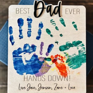 Custom laser cutting of wood DIY Father's Day gift, handprint, daughter's Father's Day gift, quick fishing