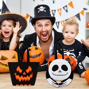 Hot Selling Kids Gift Halloween Candy Bag Halloween Party Supply Costume Pumpkin Ghost Felt Bucket Halloween Basket Candy Bags