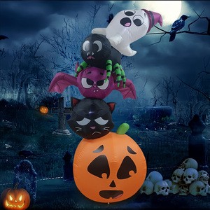 Cross-border Halloween Inflatable Decorations Pumpkin Ghost Black Cat Spider Bat Outdoor LED Light-Up Yard Decoration