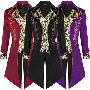 2024 New Europe and America Medieval Tuxedo Men's Printed Coat Carnival