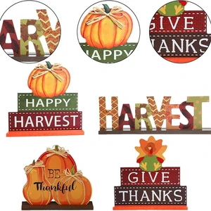 Thanksgiving Themed Table Centerpiece Signs, Wood Pumpkin Table Decor Harvest Thanksgiving Decorations