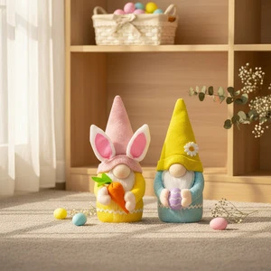 2026 New Product Easter Bunny Plush Toy Holding an Egg and Carrot Cute Bunny Figurine Holiday Decoration