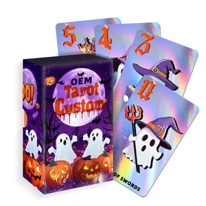 Custom Tarot Card Deck Printing Manufacturer Eco Recycled Paper Hot Foil & Holographic Laser For Halloween