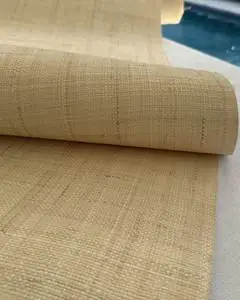 Handwoven Raffia Wabi-Sabi Design Luxury Natural Wallpaper in Various Colors for Interior Decoration and Feature Accent Walls