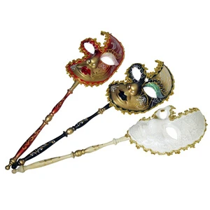 Italy Venetian Mask on a Stick Plastic Cosplay Mask for Women Masquerade Party Prom Ball Halloween Carnival Mardi Gras