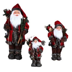 Vintage Classic Acrylic Santa Claus Silk Screen Printed Stick Christmas Decoration Figurine Jiatao Natural Finish