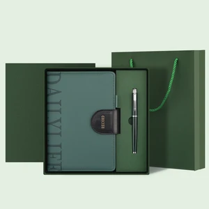 New Father's Day Business Gift Sets Custom Logo PU Leather A5 Notebook Diary and Metal Roller Pen Custom Combined Sets for Gift