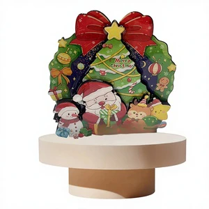 China Christmas Small Gift Ideas Customized Simple Style Embroidered Wooden 3D Refrigerator Magnets Santa Claus Christmas Tree