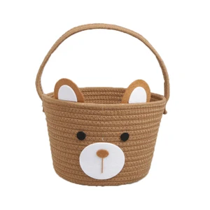 Cotton Rope Bear Storage Basket Children's Party Decoration Cartoon Bear Handmade Biodegradable Soft Easter Cartoon Animal