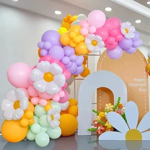 Colorful Daisy Balloon Garland Christmas Children Birthday Party Supplies for Children's Party Backdrop Decorations