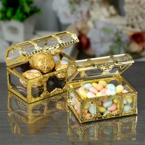 Party Gifts for Kids Girls Women Adult Birthday Decoration Supplies Silver Gold Treasure Box Shaped Wedding Candy Box Sweets