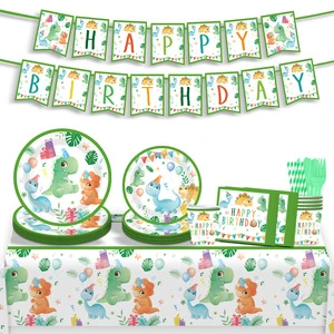 Wholesale Birthday Party Supplies Disposable Paper Plates Paper Cups Tissues Tablecloths Sets for Children's Birthday Party