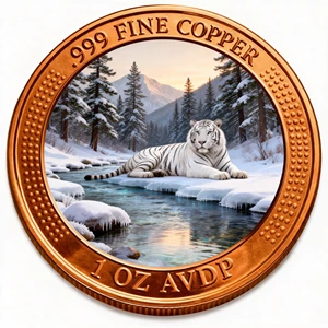 Direct Factory 1 Ounce Pure Copper Souvenir Coin Raised Outer Border UV Printed Inner Animal Design Tiger Personalized