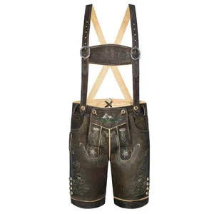 Classic Men's Solid Casual Lederhosen Leather Shorts-Eco-Friendly German Traditional Design for Festive & Cultural Celebrations