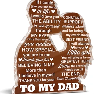 Wholesale Custom Engraved Acrylic Figurine with 'To My Dad' for Home Decor, Personalized Father's Day Gift