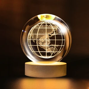 80mm Home Decor LED Crystal Glass Ball Shower Souvenir and Graduation Gifts for Love Mother's Day & Valentine's Day
