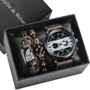2026 Men's Business Gift Set Quartz Watch + Bracelet Fashion Gift Box for Valentine's Day Father's Day Christmas Gifts