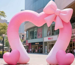 Bold Pink Custom Inflatable Heart Shape Archway For Outdoor Wedding Arches And Valentine's Day Displays