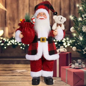 Ready to Ship 12inches Christmas Standing Santa Claus 30cm Xmas Ornaments Gifts Santa Claus Doll