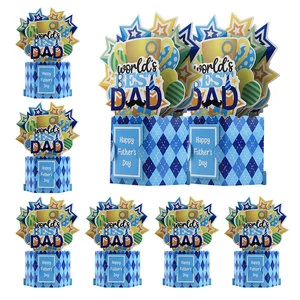 Pop up New Design Happy Father's Day Theme Greeting Cards With Envelope 3D Design Surprise Gift Cards for Best Dad
