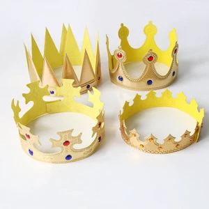 King Crown Halloween Children's Birthday Party Favors Golden Cloth Crown Hat Tiara Arrangement Props Wholesale