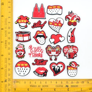 Hot Sale Cartoon Kolle Alaaf Shoe Charm DIY Pvc Soft Rubber Flatback Junk Case Charm Cologne Carnival Shoe Decoration for German