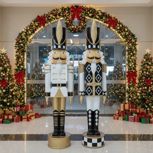 Life Size Christmas Nutcracker Statue Commercial Grade Fiberglass Large Nutcracker Statue Display Prop For Mall & Hotel