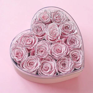 Customized Logo Pink Immortal Infinity Eternal Forever Flower Red Stabilized Preserved Roses Heart Valentine's Day Graduation