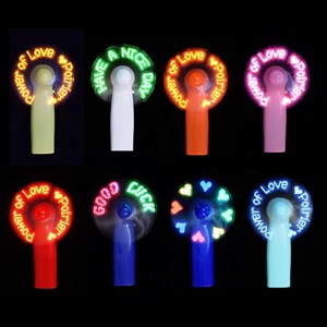 Portable LED Neon Glow Light Message Fan Halloween Party Summer Beach Travel Office Outdoor Personal Handheld Promotional Gift