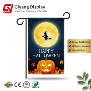 Halloween Garden Flag 12x18 Inch Single Sided Burlap Spooky Pumpkin Jack-O-Lantern Yard Flag Weather Resistant