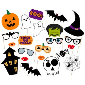 22PCS/Set Halloween Photo Props Pumpkin Ghost Bat Party Supplies