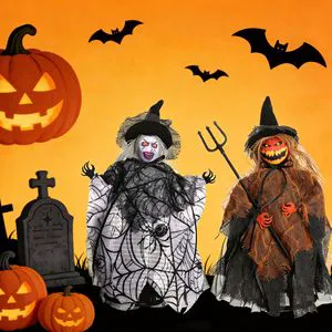 New Halloween Horror Pumpkin Scarecrow Doll Pendant Haunted House Party Hanging Ghost Props