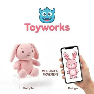 Custom Movable pink Bunny Plush Long Floppy Ear Mechanical Movement Interactive Easter Brand Custom Mascot Toy