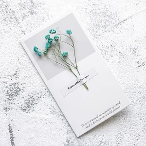 Mother's Day Father's Day Thank You Natural Dried Dry Gift Flower Card Customized Greeting Cards