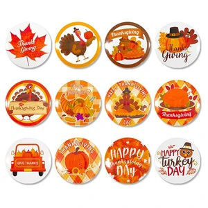 Hot Selling Thanksgiving Party Supplies Tinplate Badge Pins Thanksgiving Turkey Brooch Button Tinplate Badge Birthday Decoration