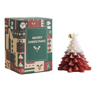Flame Christmas Scented Candles Gift Box Combo Paraffin Wax with Snowman Moose Santa Claus for Holiday Use