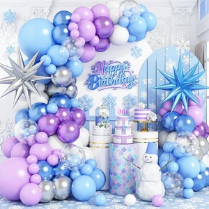 Snow Princess Macaroon Arch Balloon Set Silver Aluminum Party Supply for Children's Birthday Graduation New Year Decorative