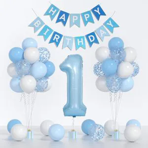 Hot-selling Party Supplies Boys and Girls Birthday Decorations Happy Birthday Banner Number Balloon Set