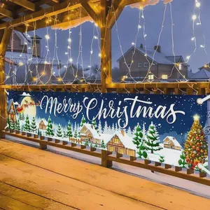 Large Custom Size Portable Merry Christmas & Happy New Year Theme Banner Party Decor