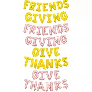 16-inch GIVE THANKS Banner Bunting Foil Balloon for Thanksgiving Day Party Decoration Friends Giving Aluminum Film Letter Ballon