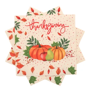 Donghui Thanksgiving Theme Facial Tissue 3 Ply Printed Napkins for Dinner Party Gathering Decor Printed Paper Napkins